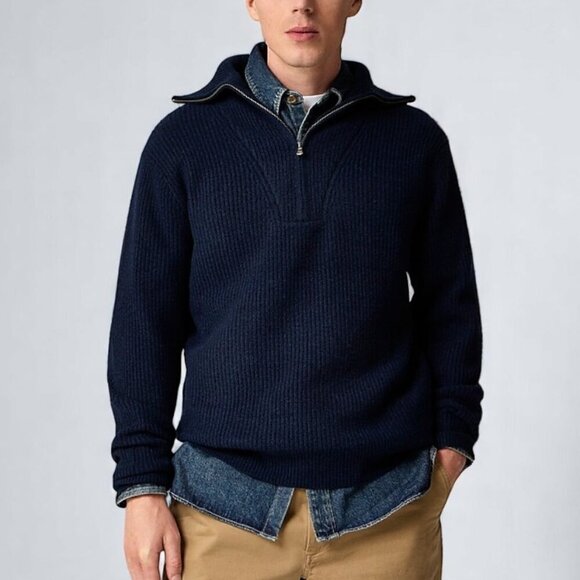 J. Crew Midweight cashmere ribbed half-zip ski sweater XS - Picture 1 of 9